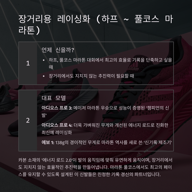 아디다스 러닝화 종류