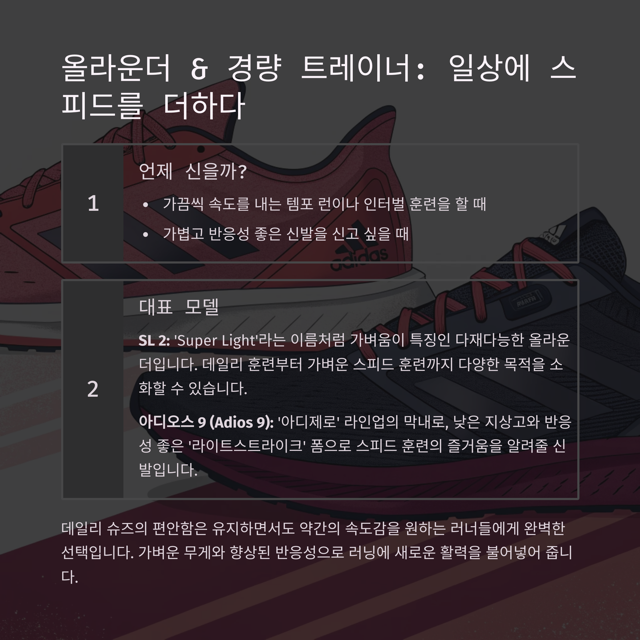 아디다스 러닝화 종류