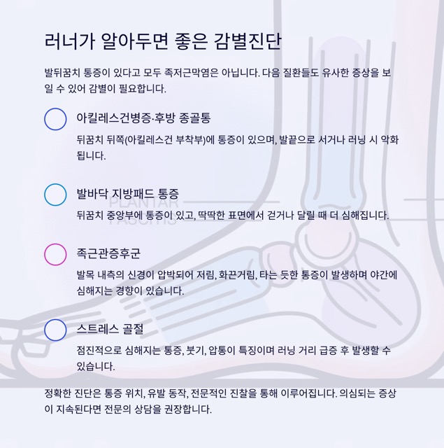 러닝 중 발뒤꿈치 통증, 혹시 족저근막염일까요?