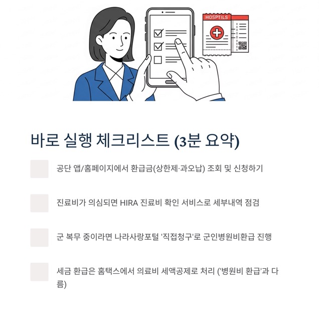병원비 환급금 2025 완벽 가이드: ‘조회’부터 ‘환급받는법’까지 (삼쩜삼/3.3/군인병원비환급 포함)