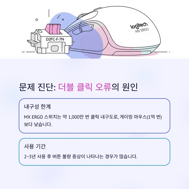 로지텍 MX ERGO 마우스 버튼 DIY 수리기
