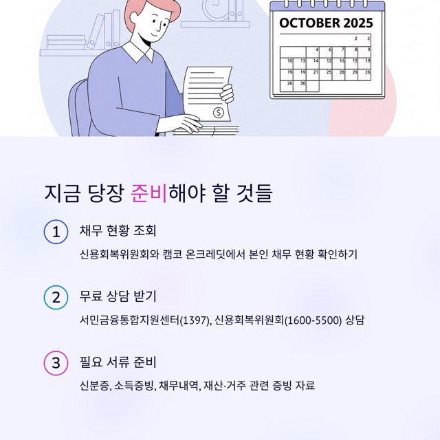 배드뱅크 신청 완벽 가이드: 장기연체 소액 채무 조정부터 새출발기금 비교까지