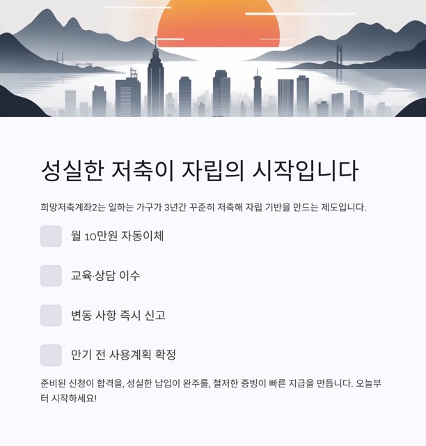 희망저축계좌2 조건, 신청기간, 서류, 신청방법