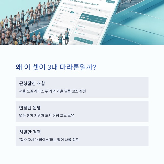 대한민국 3대 마라톤 완벽 정리: 동아·춘천·JTBC 그리고 위성대회까지