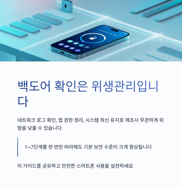 중국폰 백도어 확인법 : 네트워크·앱·시스템 3단계 점검과 안전 복구 루틴
