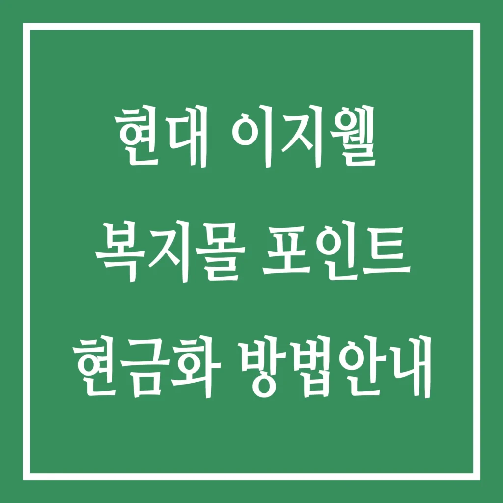 현대 이지웰 복지몰 포인트 현금화 방법안내