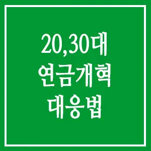 20 30대 연금개혁 대응법