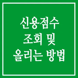 신용점수 조회 및 올리는 방법