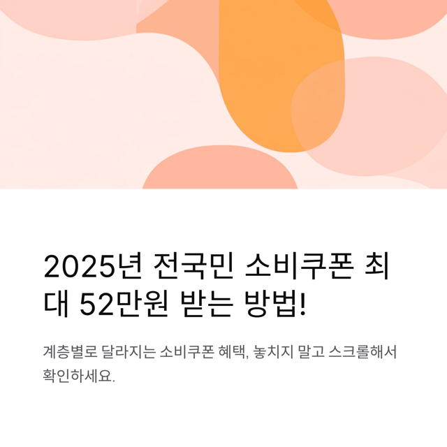 2025년 소비쿠폰 완벽 가이드