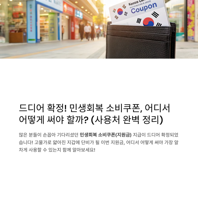 드디어 확정! 민생회복 소비쿠폰, 어디서 어떻게 써야 할까? (사용처 완벽 정리)