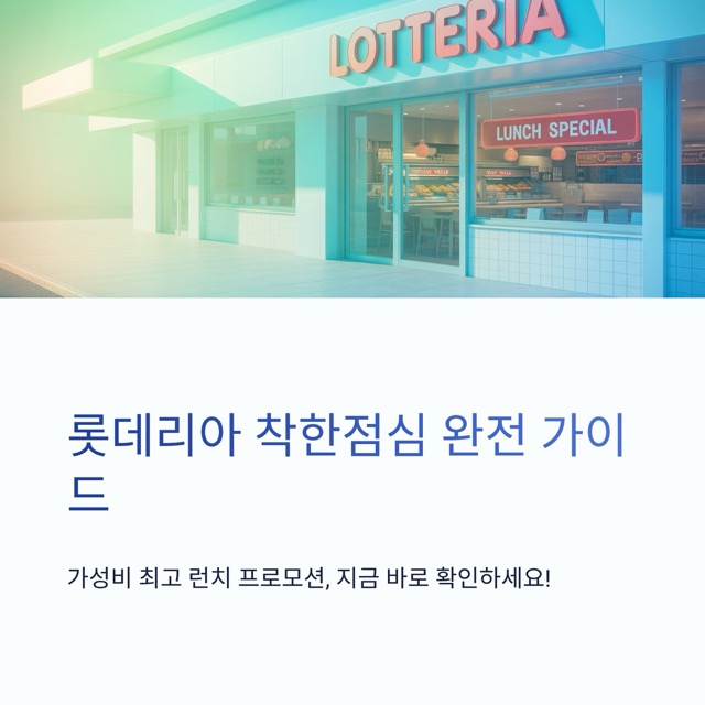 롯데리아 착한점심(리아런치) 완전 가이드|시간·메뉴·가격·이용팁