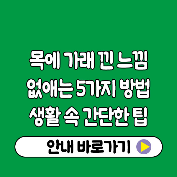 목에 가래 낀 느낌 없애는 5가지 방법 – 생활 속 간단한 팁