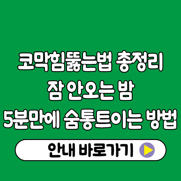 코막힘뚫는법 총정리｜잠 안 오는 밤, 5분 만에 숨통 트이는 방법