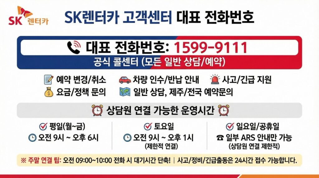SK렌터카 고객센터 대표 전화번호