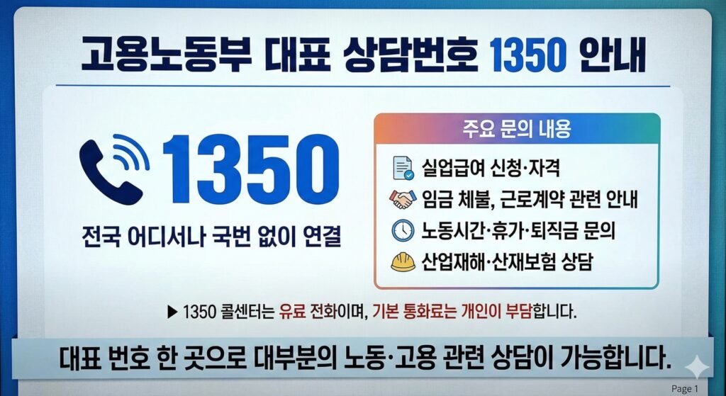 고용노동부 고객센터 전화번호 안내